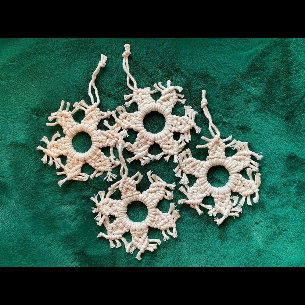 Handmade Macrame Crochet Snowflake Ornaments